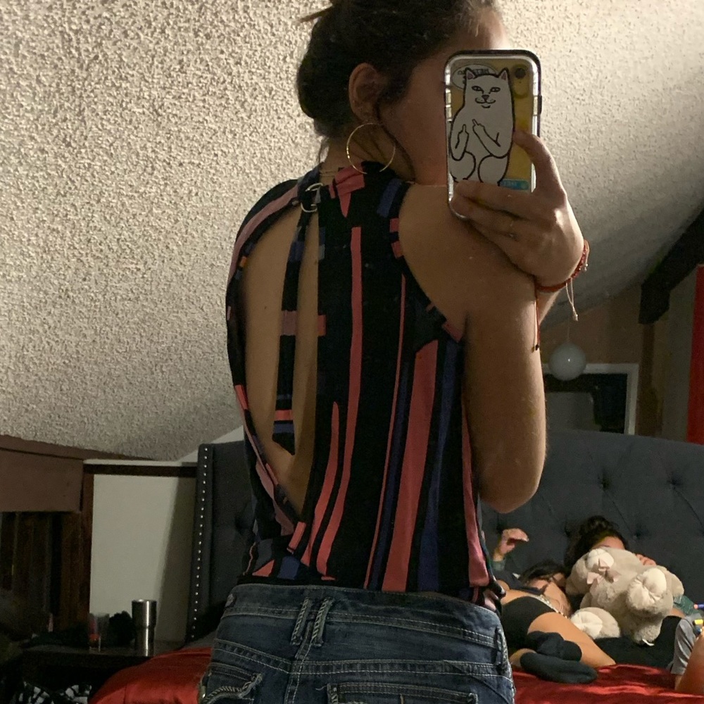 Open back high neck blouse